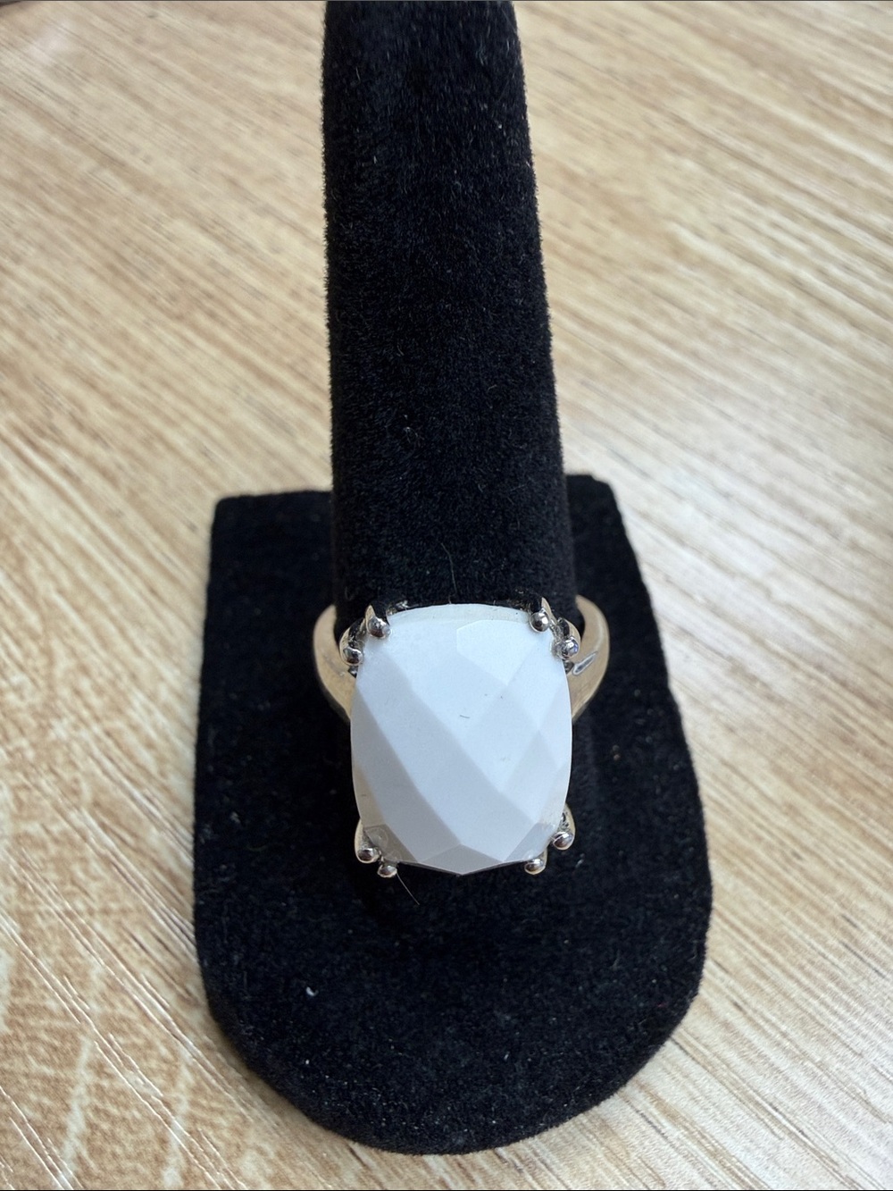 Sterling Silver White Faceted Stone Statement Ring - Women's Jewelry